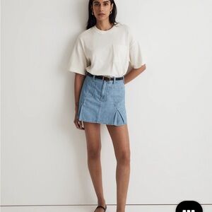 Pleated Denim Mini Skirt in Stilecrost Wash